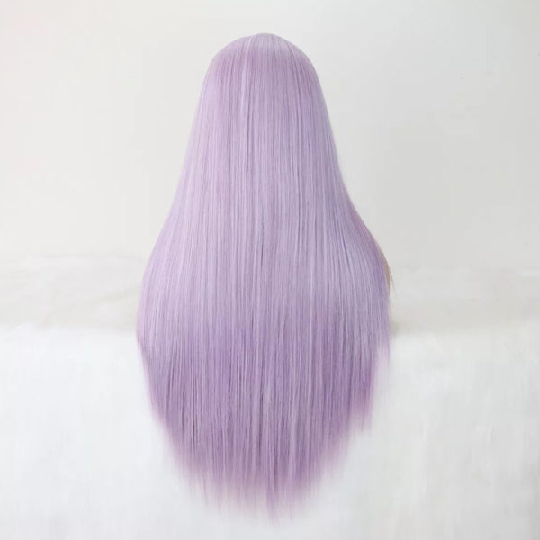 Light Purple Straight Lace Frontal Closure Wigs Virgin Human Hair Short Bob