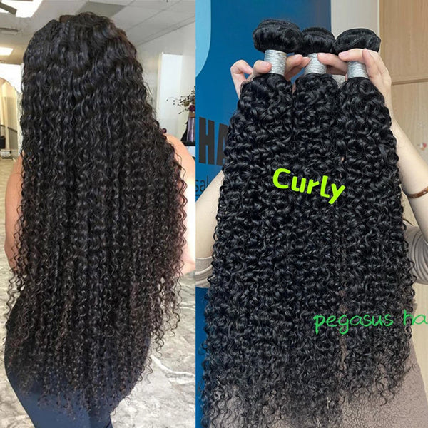 Brazilian Curly Bundles Remy Human Hair Extensions 1/3/4 Bundles - pegasuswholesale