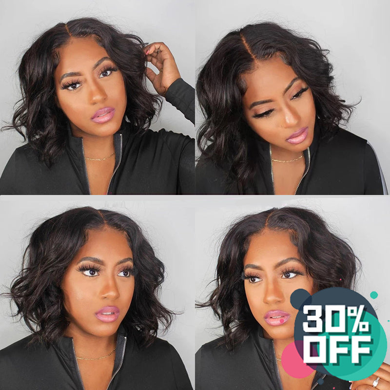 Wavy Short Bob Human Hair Wig - pegasuswholesale