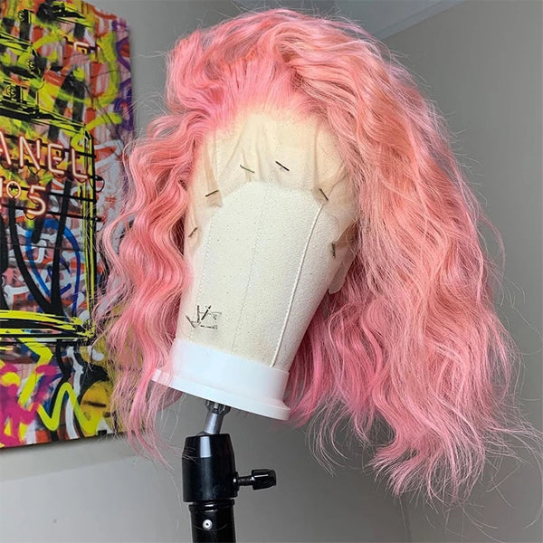 Pink Short Bob 13x4 Lace Front Wig Deep Wave & Body Wave - pegasuswholesale