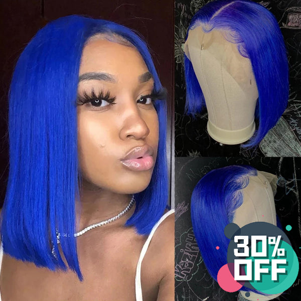 Blue Short Bob Lace Front Wig 180% Density 【PEG013】 - pegasuswholesale