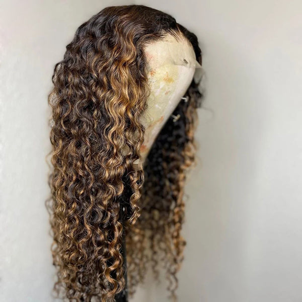 13x4 13x6 HD Lace Front Wigs Curly 150% Density Highlight Ombre Brazilian 【PWC22】 - pegasuswholesale