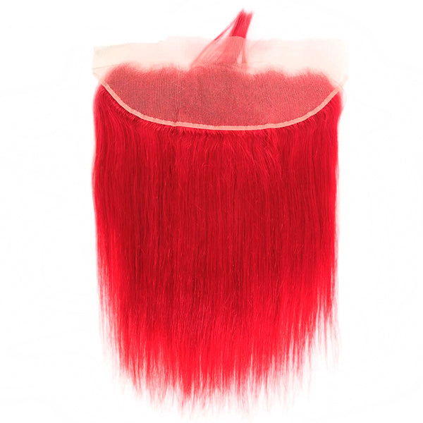 Red hair 4x4 5x5 13x4" frontal closure with bundles straight transparent lace hot selling - pegasuswholesale