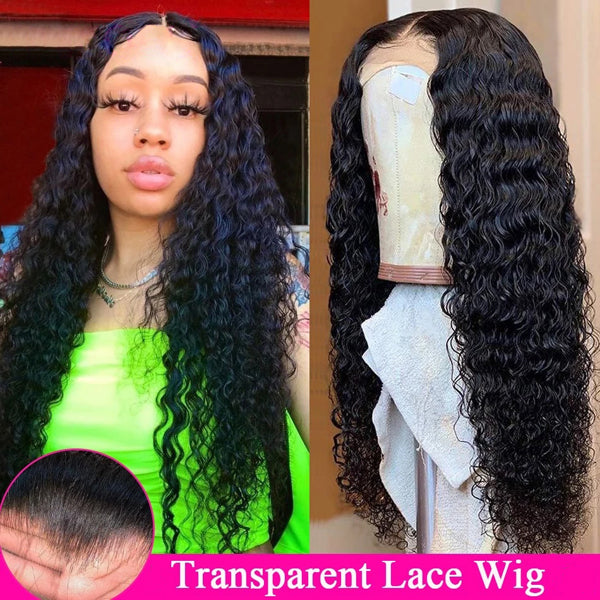 Transparent Lace Wig 4x4 5x5 13x4" Deep Wave Frontal Closure Wigs - pegasuswholesale