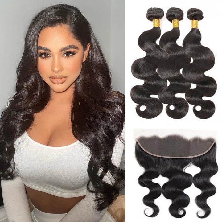 HD Swiss Lace Frontal 13x4" With Bundles Body Wave Brazilian 【PWH2239】 - pegasuswholesale