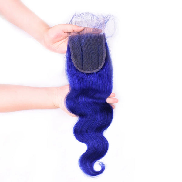 Blue 3 Bundles With Closure Frontal Body Wave Remy Human Hair