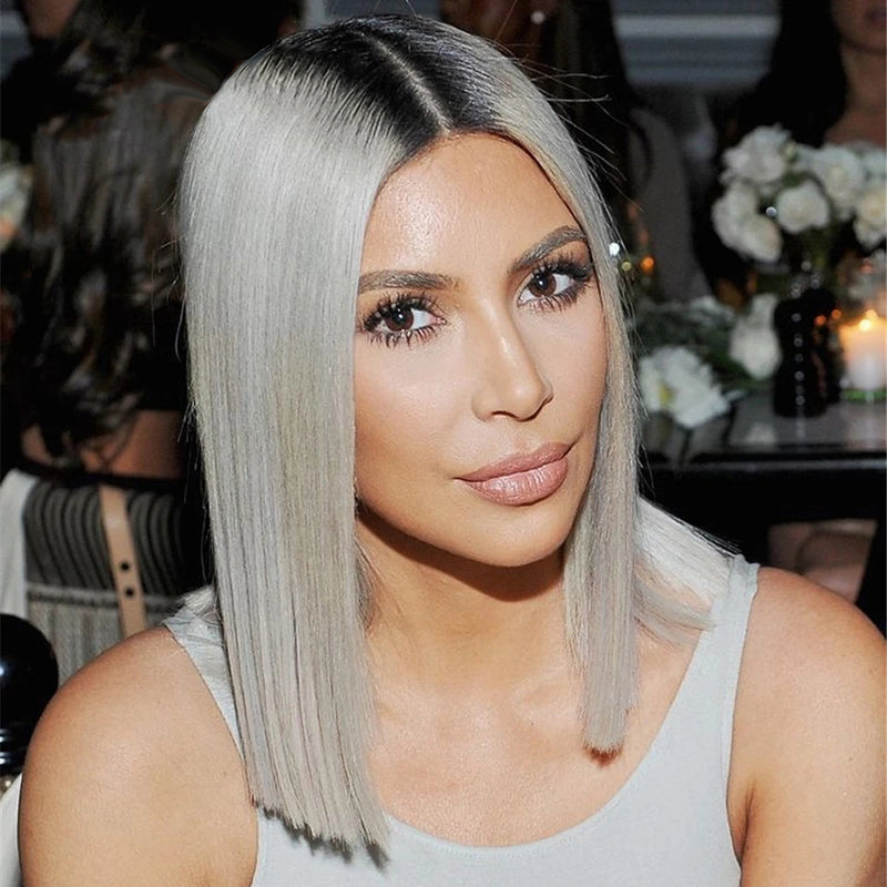 Grey Short Bob Lace Front Wig, 180% Density 【PEG012】 - pegasuswholesale