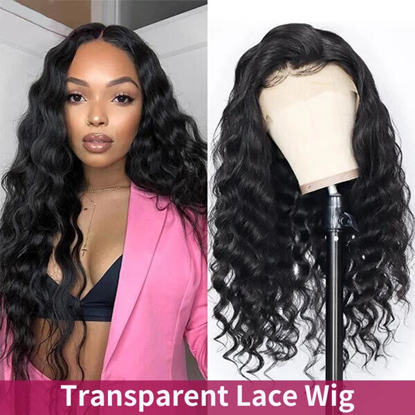 Transparent Lace Frontal Closure Wig Loose Wave 4x4 5x5 13x4 Human Hair - pegasuswholesale