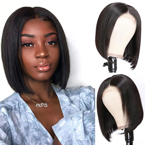 Hot Sale Short Bob Lace Wig Straight 13x4 4x4" Human Hair - pegasuswholesale