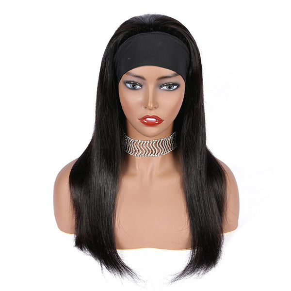 Straight Headband Wig Human Hair Glueless Scarf Wig Brazilian  【PWHST01】 - pegasuswholesale