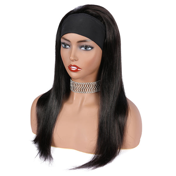 Straight Headband Wig Human Hair Glueless Scarf Wig Brazilian  【PWHST01】 - pegasuswholesale