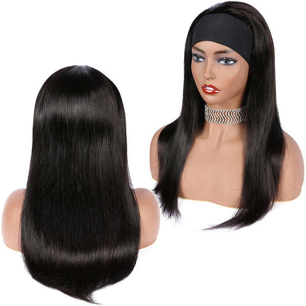 Straight Headband Wig Human Hair Glueless Scarf Wig Brazilian  【PWHST01】 - pegasuswholesale