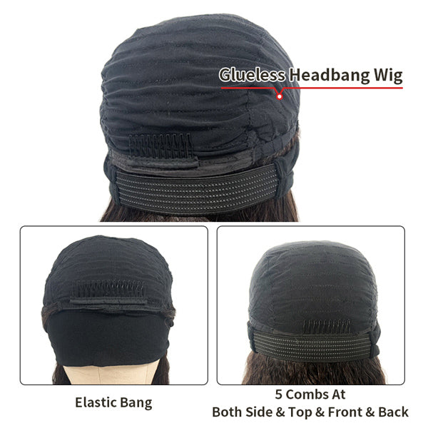 Straight Headband Wig Human Hair Glueless Scarf Wig Brazilian  【PWHST01】 - pegasuswholesale