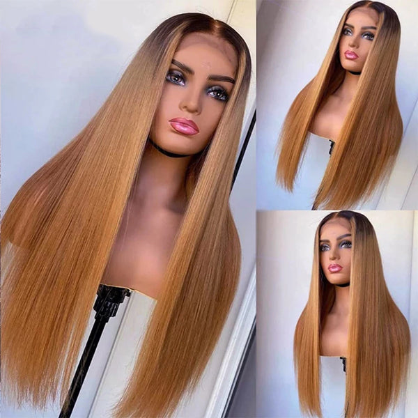 Brazilian Ombre Blonde Lace Front Wig Human Hair 1B 27 30 Burgundy Lace Front Wig 13x4 Lace Frontal Wig Bone Straight Hair Wig