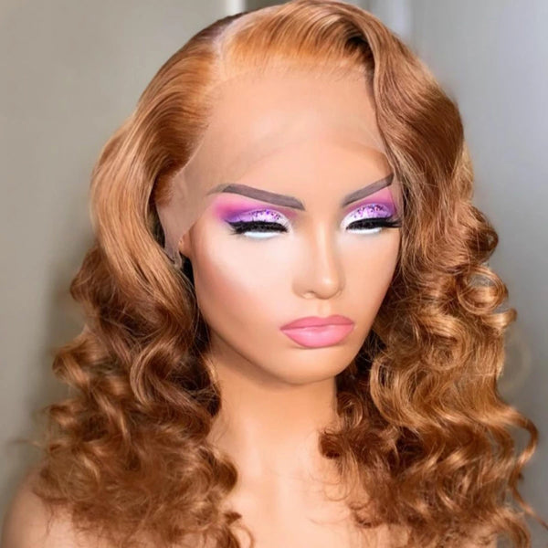 #27 Color Lace Frontal Closure Wig Loose Deep (Pure color/1B root) 150% Density