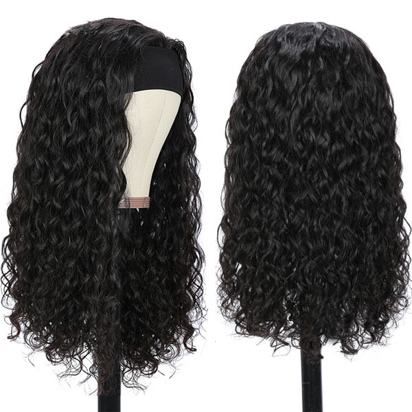 Water Wave Headband Wig Human Hair Glueless Scarf Wig Brazilian 【PWHWW01】 - pegasuswholesale