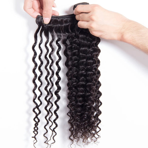 13X6 Transparent Lace Frontal With 2/3/4 Bundles Deep Wave Human Hair - pegasuswholesale