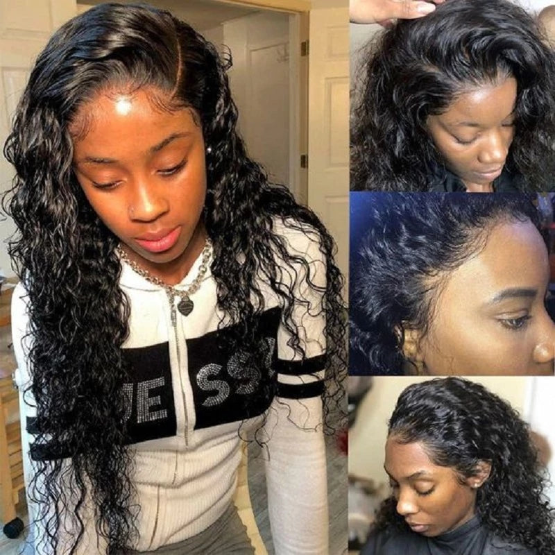 HD Swiss Lace 13x4 Frontal Water Wave With 3/4 Bundles Human Hair 【PWH2236】 - pegasuswholesale