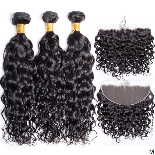 13X6 Transparent Lace Frontal With 2/3/4 Bundles Water Wave Human Hair - pegasuswholesale