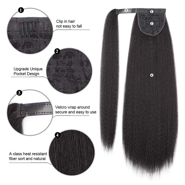 Curly / Kinky Straight Ponytail Hair Extension Clip in Hairpiece - pegasuswholesale