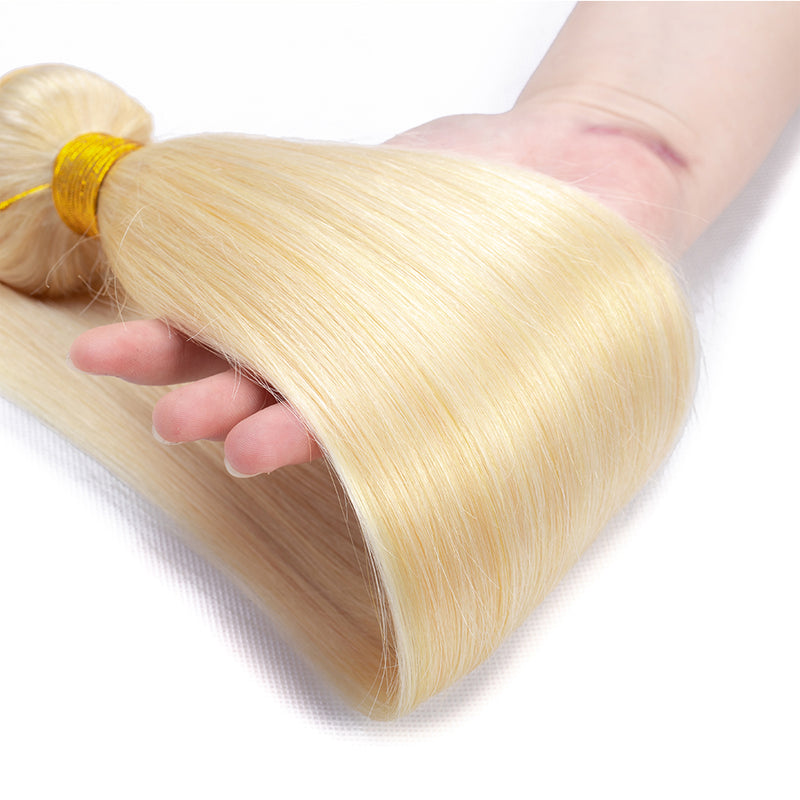 613 Blonde Straight 3 Bundles With 13x4 Frontal Brazilian Hair Weave - pegasuswholesale