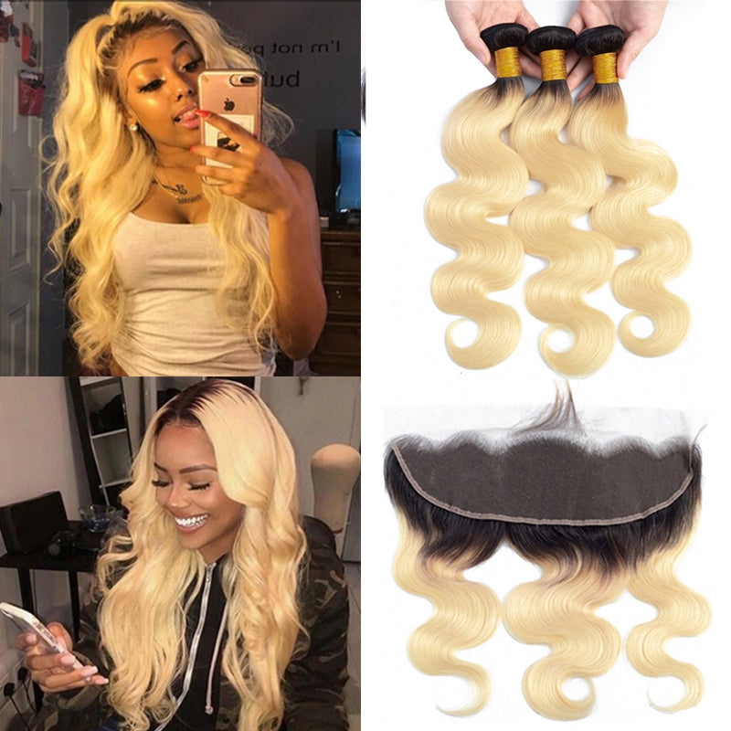 1B 613 Bundles with Frontal Brazilian Body Wave Human Hair - pegasuswholesale