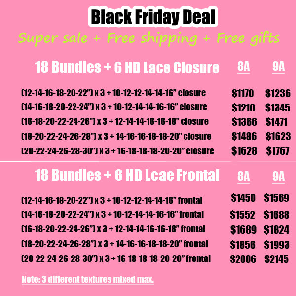 Black Friday Deal 24pcs HD Lace Closure Frontal With Bundles Wholesale Hair - pegasuswholesale