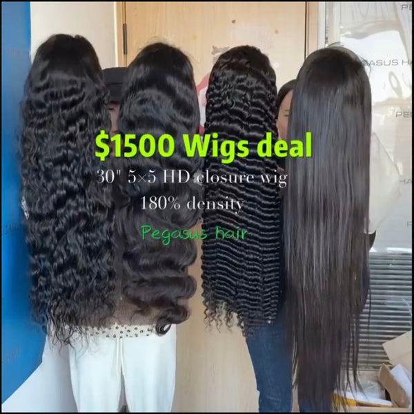 4-30inch  Wigs 5*5 hd closure  Wig 180% density  $1500deal - pegasuswholesale