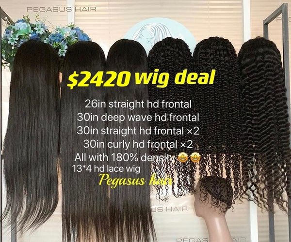 6 Wigs Deal 13x4 HD Lace Frontal Wig Long Hair High Density 180% - pegasuswholesale