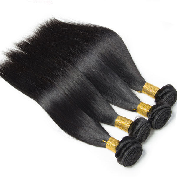 Straight Hair Bundles Human Hair Extensions Natural Color 4 Bundle Non Remy Hair Weave Bundle - pegasuswholesale