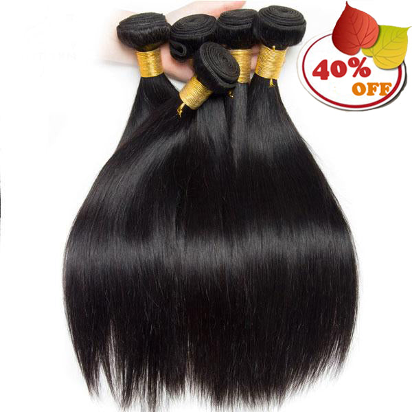 Straight Hair Bundles Human Hair Extensions Natural Color 4 Bundle Non Remy Hair Weave Bundle - pegasuswholesale